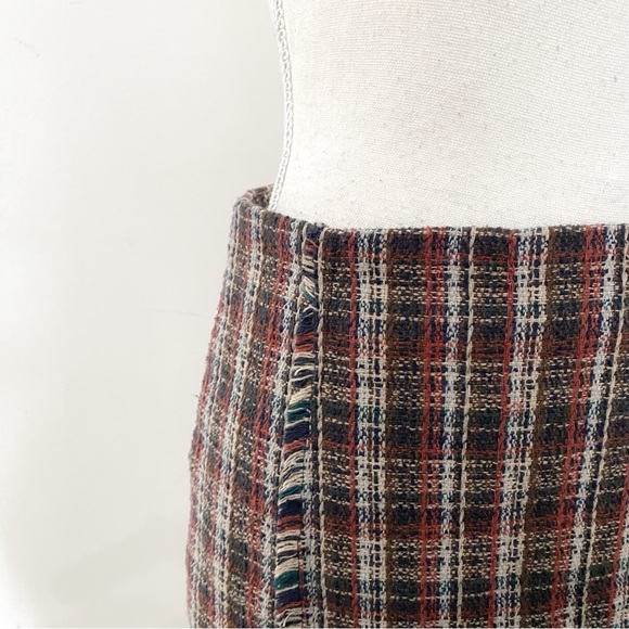 SADIE & SAGE BROWN RUST PLAID FRAY HIGH WAIST MINI SKIRT - S - Picture 5 of 10